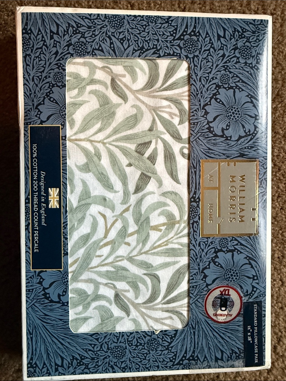 William Morris Home Sage Leaf Willow Bough Standard Pillowcases NWT